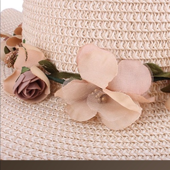 Floral Straw Floppy Hat - Picture 3 of 6